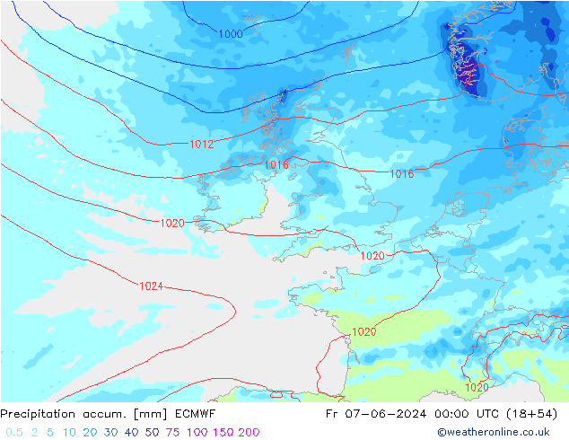 Toplam Yağış ECMWF Cu 07.06.2024 00 UTC