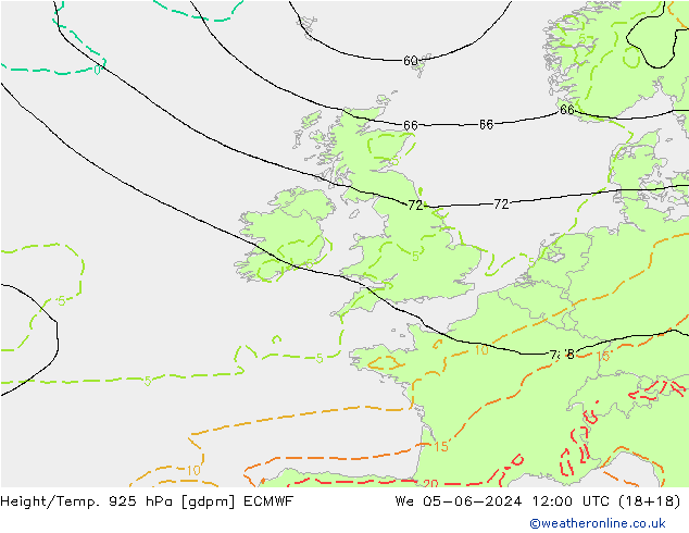 Height/Temp. 925 гПа ECMWF ср 05.06.2024 12 UTC