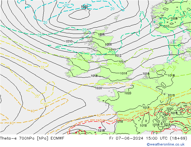 Theta-e 700hPa ECMWF vie 07.06.2024 15 UTC