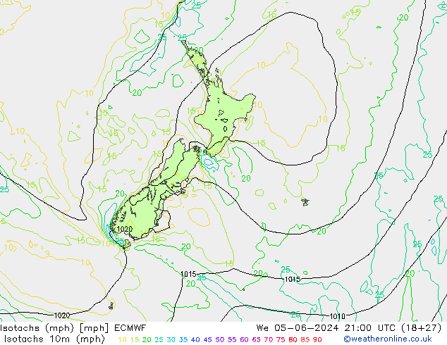 Isotachs (mph) ECMWF  05.06.2024 21 UTC