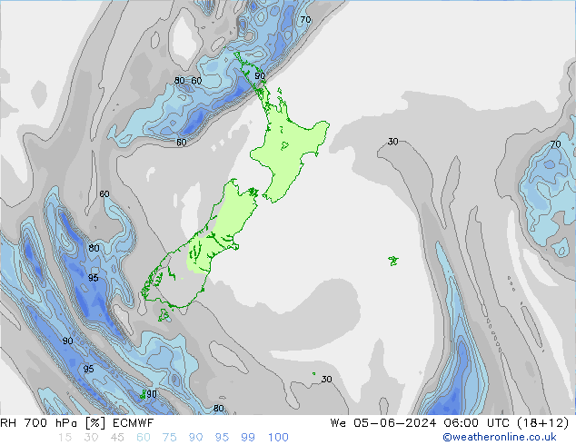 RH 700 hPa ECMWF We 05.06.2024 06 UTC