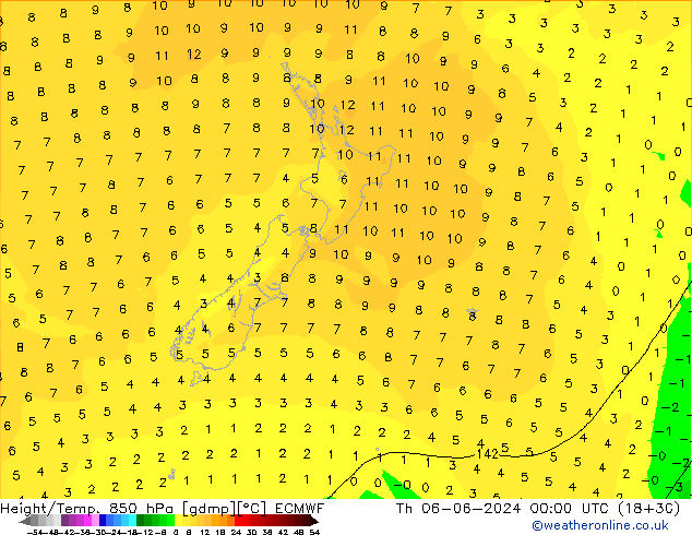 Z500/Rain (+SLP)/Z850 ECMWF jue 06.06.2024 00 UTC