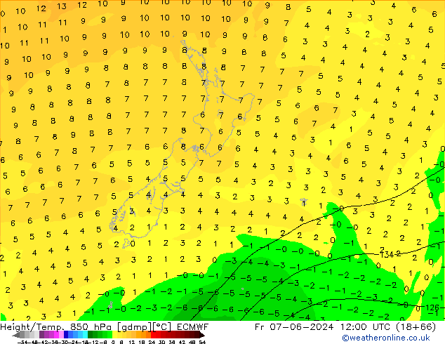 Z500/Rain (+SLP)/Z850 ECMWF Sex 07.06.2024 12 UTC