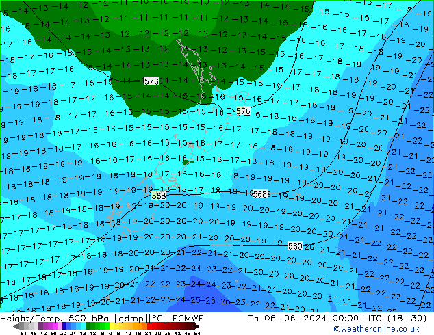 Z500/Rain (+SLP)/Z850 ECMWF jue 06.06.2024 00 UTC