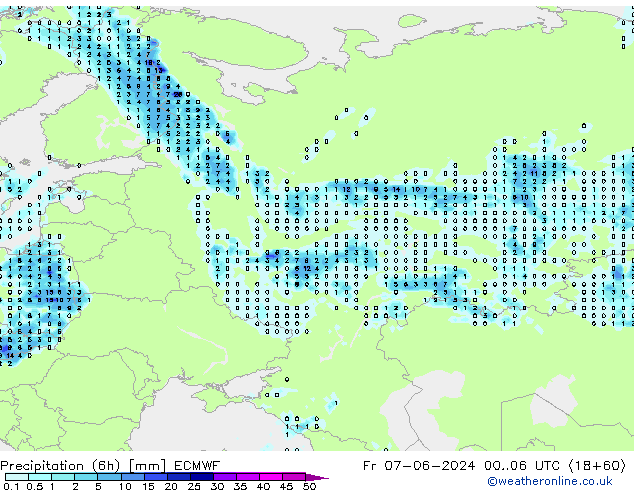 Z500/Rain (+SLP)/Z850 ECMWF ven 07.06.2024 06 UTC