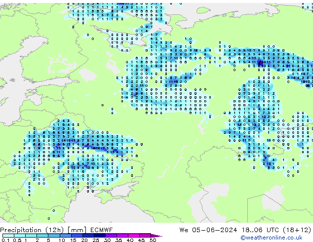 Precipitação (12h) ECMWF Qua 05.06.2024 06 UTC