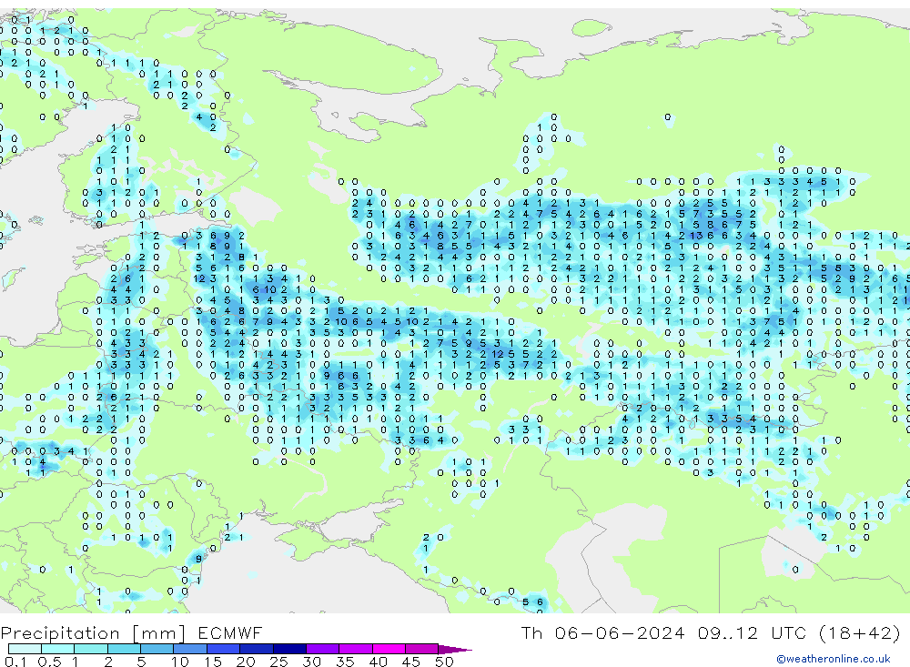 Precipitation ECMWF Th 06.06.2024 12 UTC