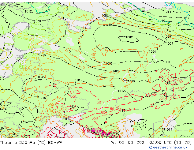 Theta-e 850hPa ECMWF We 05.06.2024 03 UTC