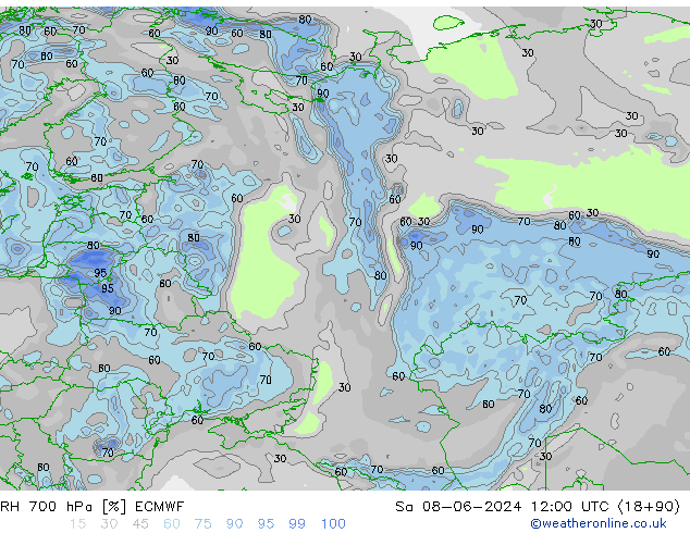 RV 700 hPa ECMWF za 08.06.2024 12 UTC