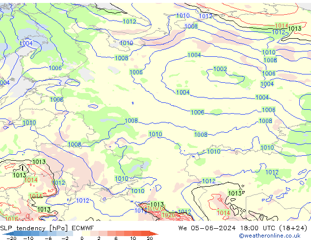 Drucktendenz ECMWF Mi 05.06.2024 18 UTC