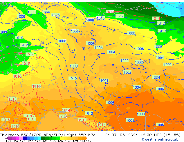 Thck 850-1000 hPa ECMWF Sex 07.06.2024 12 UTC