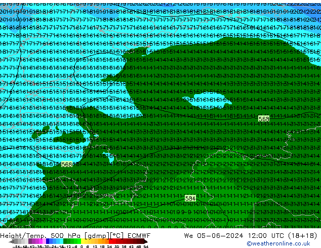 Z500/Rain (+SLP)/Z850 ECMWF St 05.06.2024 12 UTC