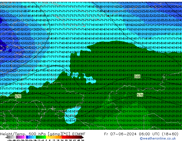 Z500/Regen(+SLP)/Z850 ECMWF vr 07.06.2024 06 UTC