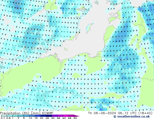 Z500/Rain (+SLP)/Z850 ECMWF czw. 06.06.2024 12 UTC