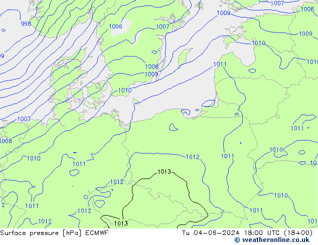 Presión superficial ECMWF mar 04.06.2024 18 UTC