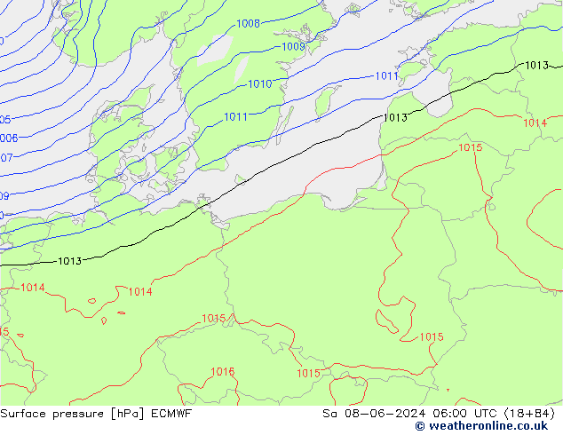 ciśnienie ECMWF so. 08.06.2024 06 UTC