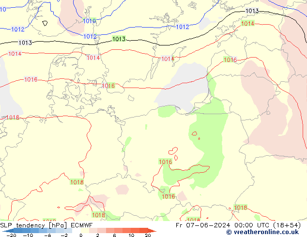 тенденция давления ECMWF пт 07.06.2024 00 UTC