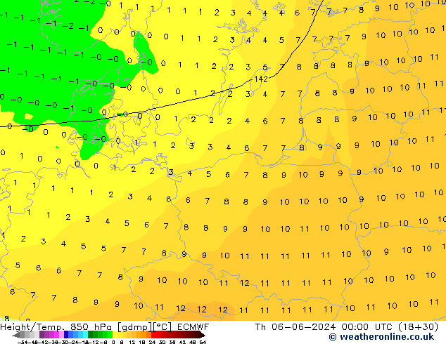 Z500/Yağmur (+YB)/Z850 ECMWF Per 06.06.2024 00 UTC