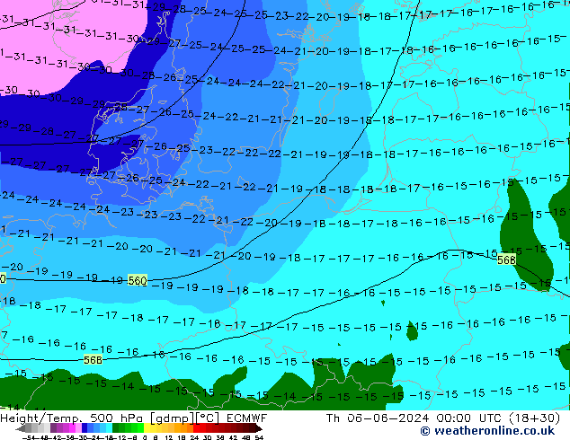 Z500/Yağmur (+YB)/Z850 ECMWF Per 06.06.2024 00 UTC