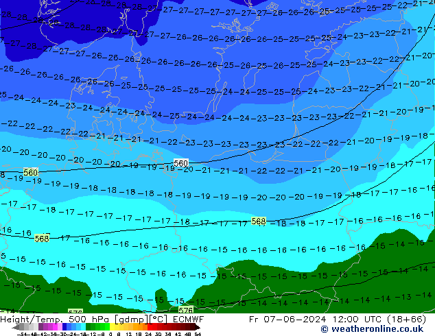 Height/Temp. 500 hPa ECMWF  07.06.2024 12 UTC