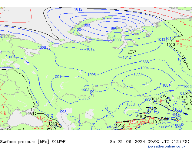 pressão do solo ECMWF Sáb 08.06.2024 00 UTC