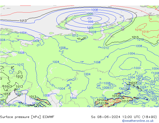 pressão do solo ECMWF Sáb 08.06.2024 12 UTC