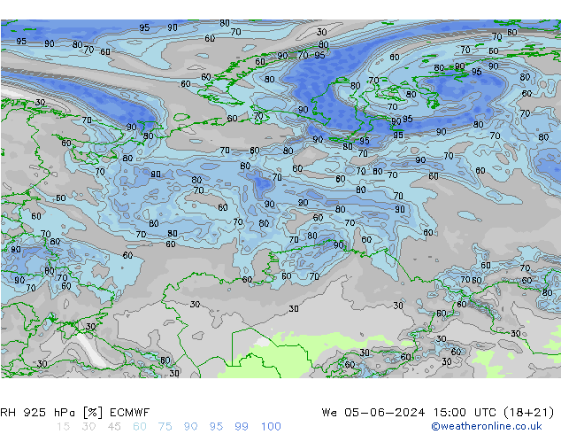 Humedad rel. 925hPa ECMWF mié 05.06.2024 15 UTC