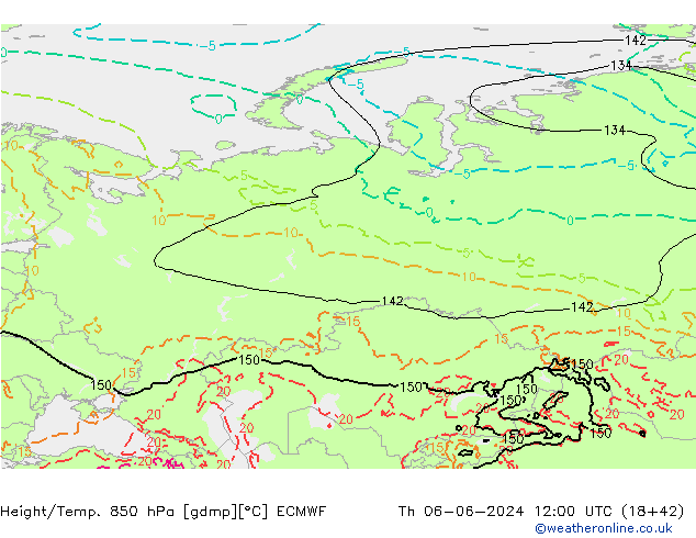 Géop./Temp. 850 hPa ECMWF jeu 06.06.2024 12 UTC