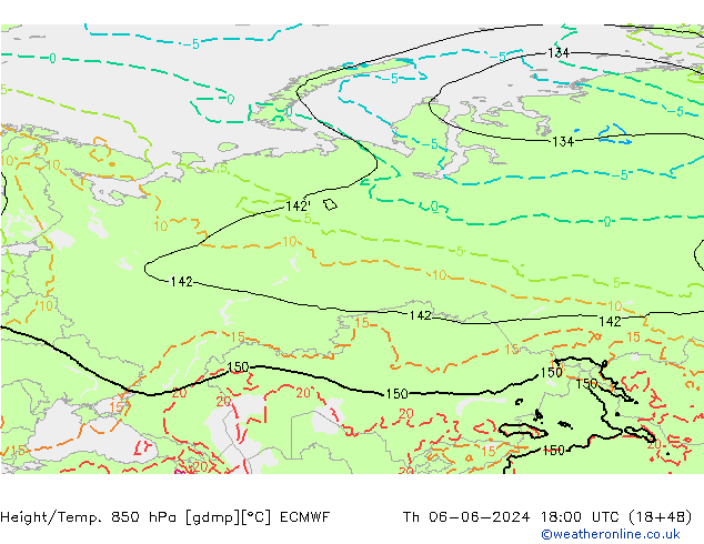 Z500/Rain (+SLP)/Z850 ECMWF jue 06.06.2024 18 UTC