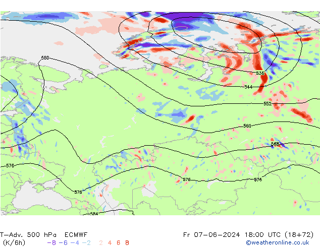 T-Adv. 500 hPa ECMWF ven 07.06.2024 18 UTC