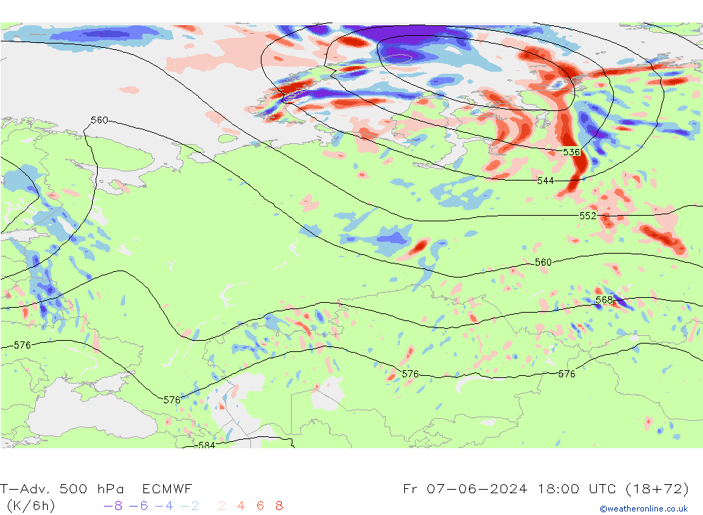 T-Adv. 500 hPa ECMWF Cu 07.06.2024 18 UTC