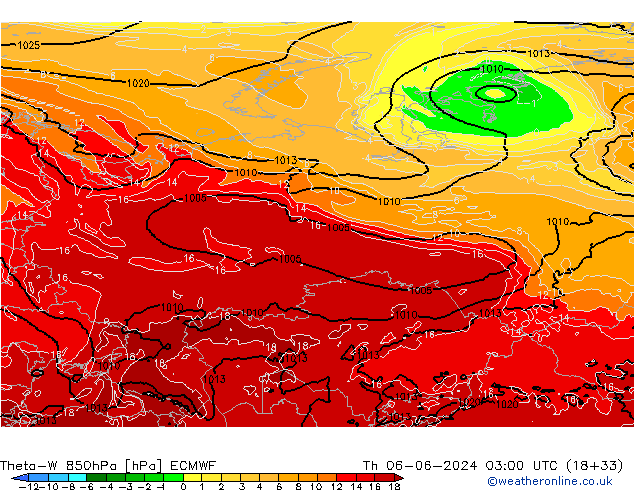 Theta-W 850hPa ECMWF gio 06.06.2024 03 UTC