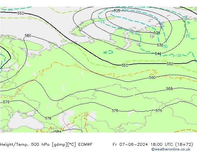 Yükseklik/Sıc. 500 hPa ECMWF Cu 07.06.2024 18 UTC