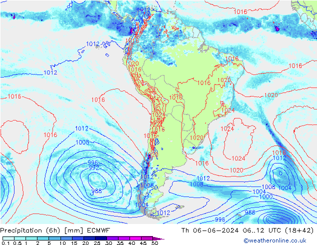 Z500/Rain (+SLP)/Z850 ECMWF Qui 06.06.2024 12 UTC