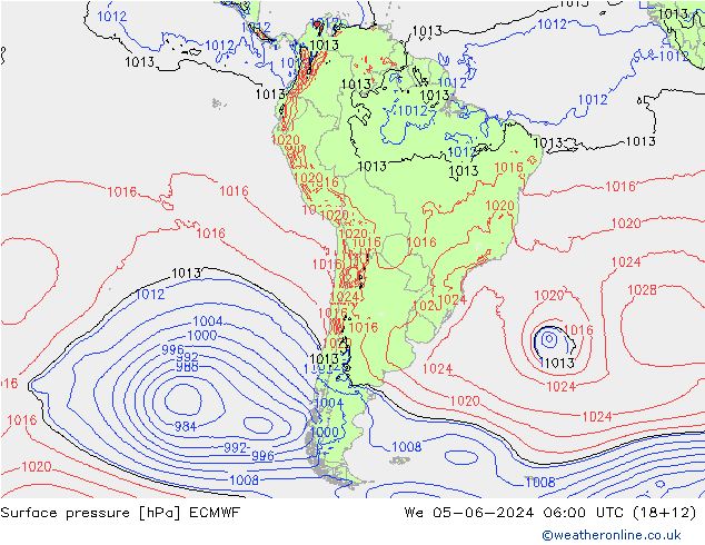 Bodendruck ECMWF Mi 05.06.2024 06 UTC