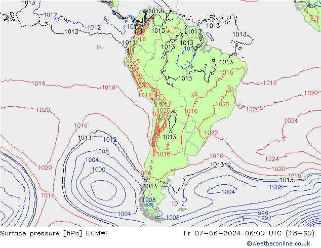 приземное давление ECMWF пт 07.06.2024 06 UTC