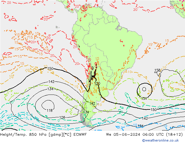 Z500/Rain (+SLP)/Z850 ECMWF We 05.06.2024 06 UTC