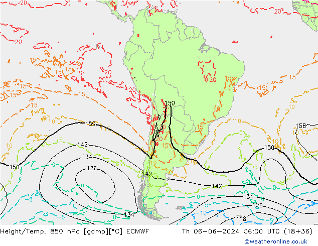 Z500/Rain (+SLP)/Z850 ECMWF gio 06.06.2024 06 UTC