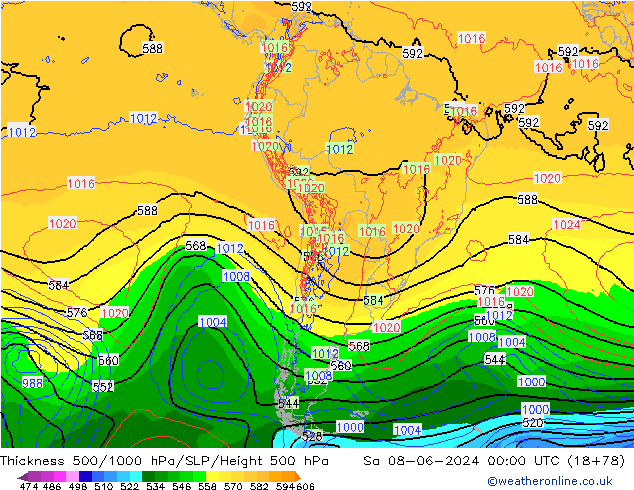 Thck 500-1000hPa ECMWF sam 08.06.2024 00 UTC