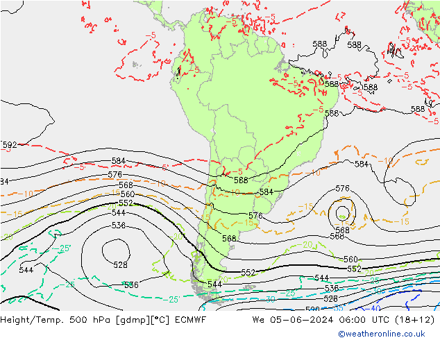 Z500/Rain (+SLP)/Z850 ECMWF We 05.06.2024 06 UTC