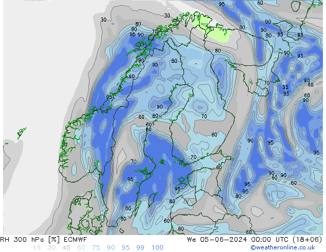 RH 300 hPa ECMWF St 05.06.2024 00 UTC