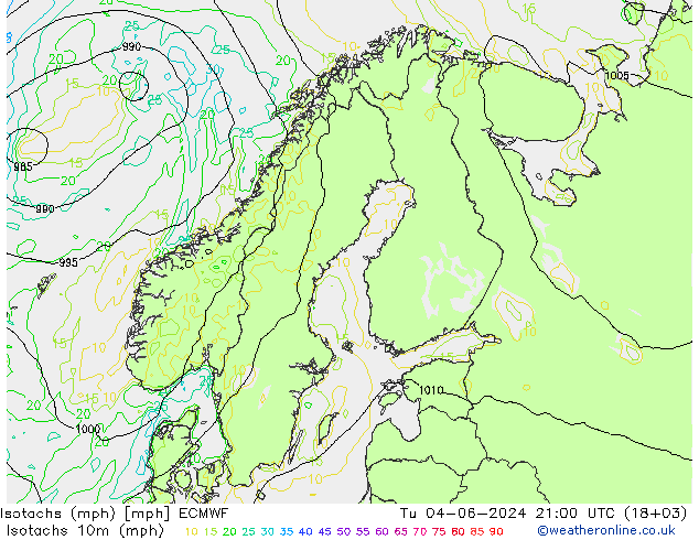 Isotachs (mph) ECMWF Tu 04.06.2024 21 UTC