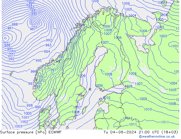 pressão do solo ECMWF Ter 04.06.2024 21 UTC