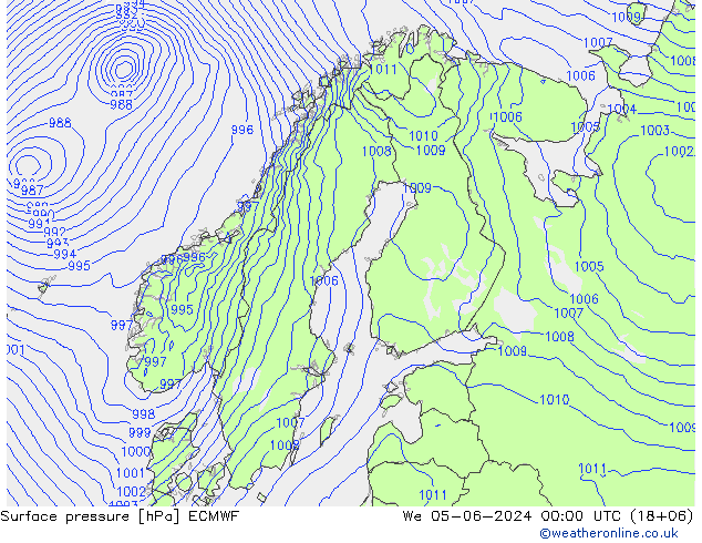 Luchtdruk (Grond) ECMWF wo 05.06.2024 00 UTC