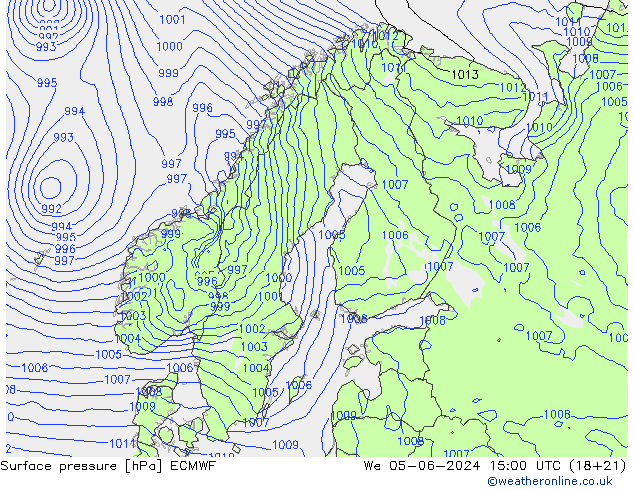 Bodendruck ECMWF Mi 05.06.2024 15 UTC