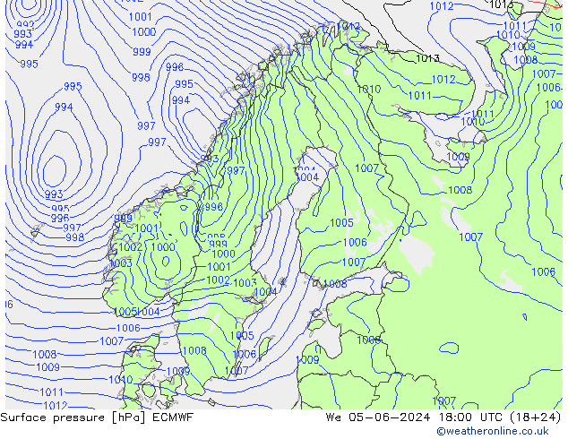 地面气压 ECMWF 星期三 05.06.2024 18 UTC