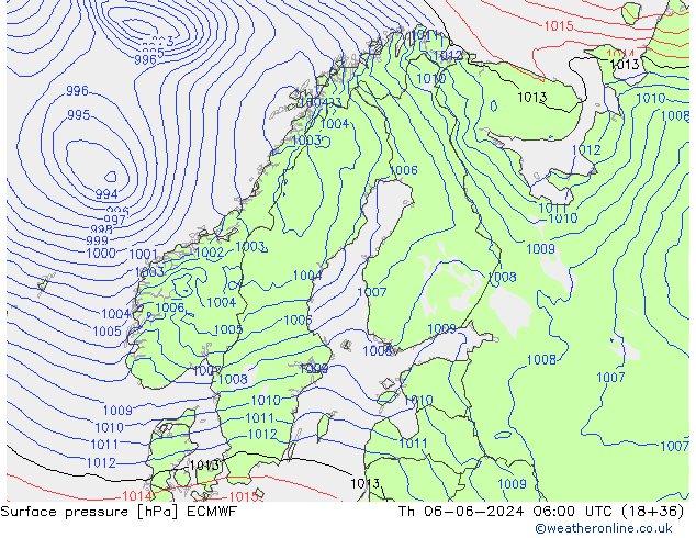 Bodendruck ECMWF Do 06.06.2024 06 UTC