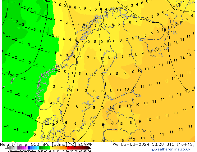 Z500/Rain (+SLP)/Z850 ECMWF 星期三 05.06.2024 06 UTC