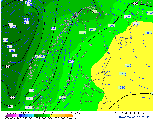 Thck 500-1000hPa ECMWF 星期三 05.06.2024 00 UTC