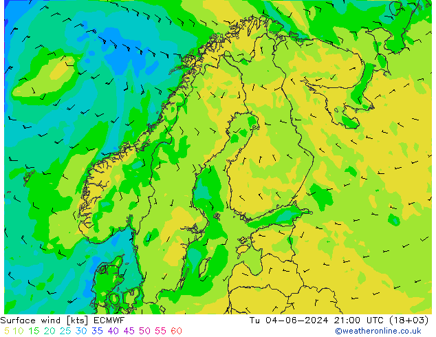 Viento 10 m ECMWF mar 04.06.2024 21 UTC